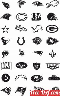 download 32 NFL logos team American football free ready for cut