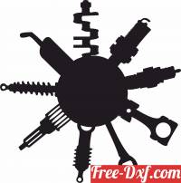 download Mechanical Tools Vinyl Clock free ready for cut