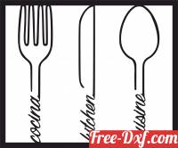 download Kitchen Sign Knife Fork and Spoon free ready for cut