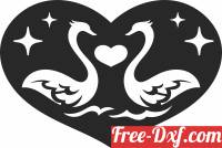 download birds swans Heart wall decor valentines free ready for cut