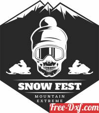 download Snowboarding Skull Mountains Logo free ready for cut