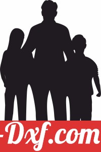 family silhouette father with children