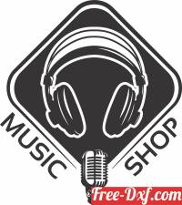 download music shop logo sign free ready for cut