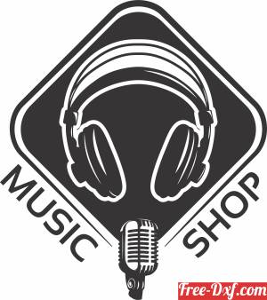 download music shop logo sign free ready for cut