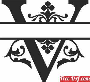 download Split letter monogram V free ready for cut