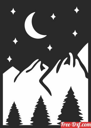 download moon mountain scene wall decor free ready for cut