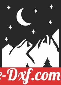 moon mountain scene wall decor