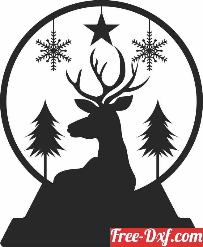 Download deer Globe merry christmas xDYIG High quality free Dxf f