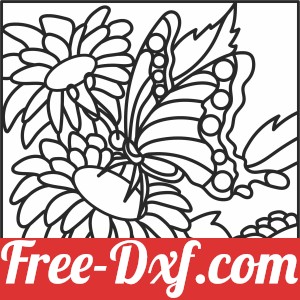 Butterfly on flowers clipart