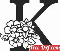 download Monogram Letter K with flowers free ready for cut