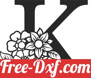 Monogram Letter K with flowers
