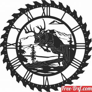 download deer sceen saw wall clock free ready for cut