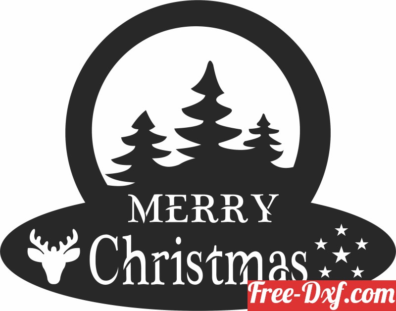 Download Merry christmas wall art xevMF High quality free Dxf fil
