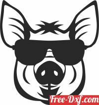 download pig head with glasses clipart free ready for cut