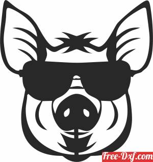 download pig head with glasses clipart free ready for cut