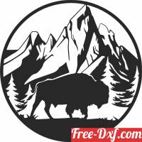 download Bison forest wall arts free ready for cut