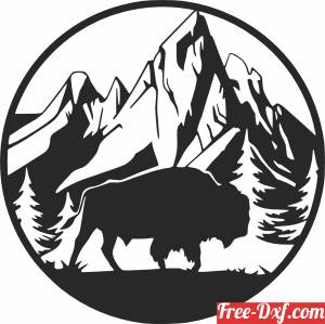 download Bison forest wall arts free ready for cut