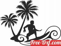 download Surfing man wall decor free ready for cut