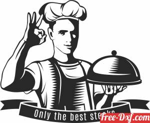 download Waiter with a tray free ready for cut