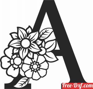 download Monogram Letter A with flowers free ready for cut