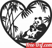 download heart with Panda scene free ready for cut