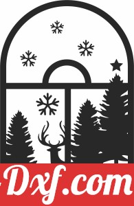 Christmas Window deer Scene