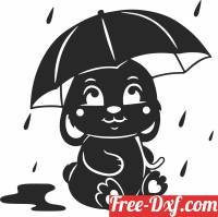 download Bunny in the rain free ready for cut