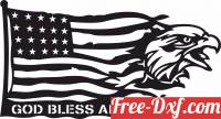 download God bless America Eagle Flag free ready for cut