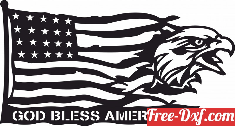 Download God bless America Eagle Flag dxf yHmKd High quality free