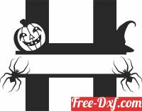 download Split monogram H halloween free ready for cut