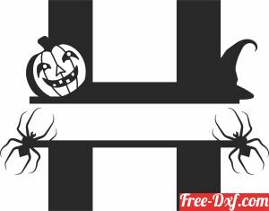 download Split monogram H halloween free ready for cut