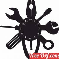 download Mechanical Tools wall Clock free ready for cut