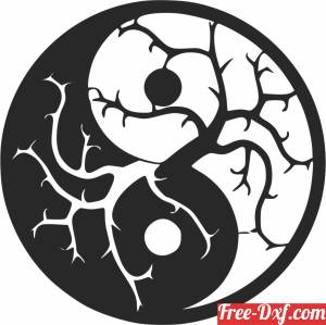 download Yin Yang tree wall sign free ready for cut