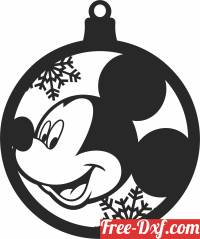 download christmas mickey ball ornament free ready for cut