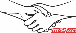 download one line Handshake clipart free ready for cut