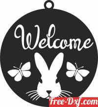 download happy Easter egg bunny ornament free ready for cut