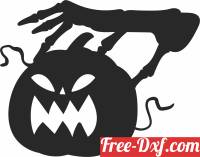 download halloween Skeleton Hand with pumpkin free ready for cut