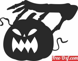 download halloween Skeleton Hand with pumpkin free ready for cut