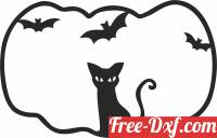 download pumkin cat and bats Halloween decoration free ready for cut