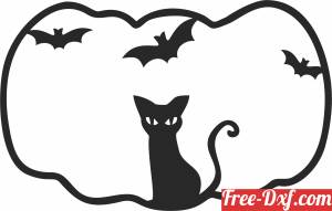 download pumkin cat and bats Halloween decoration free ready for cut